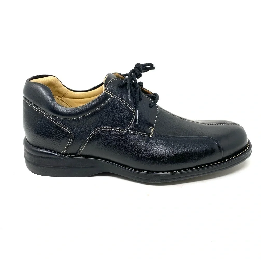 Johnston & Murphy Shuler Bicycle toe Oxford Black Leather WIDE